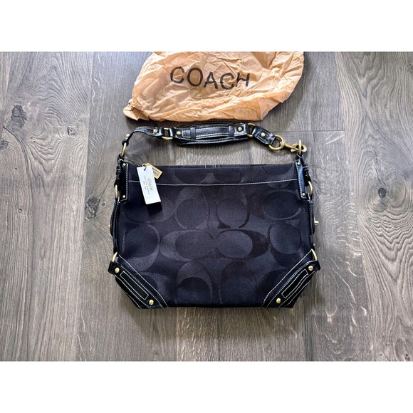 Coach Handbags - Coach Ergo Signature Jacquard Shoulder Bag Black Canvas Large Hobo NWT Flaw